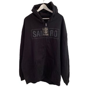 Sons of Anarchy Full Zip Black Drawstring Hoodie Pockets SOA Licensed Biker